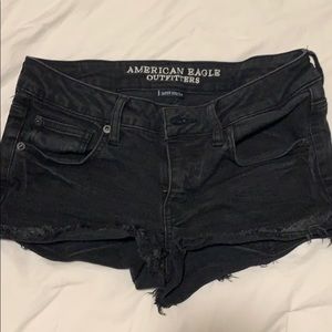 Black denim shorts